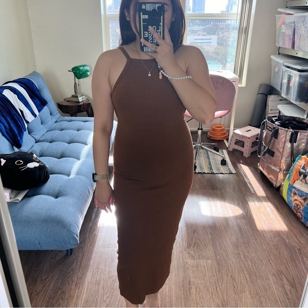 Reformation Brown Knit Halter Midi Dress XS
